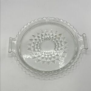 JEANETTE GLASS Vintage Cube Pattern Round Handled Tidbit Tray
